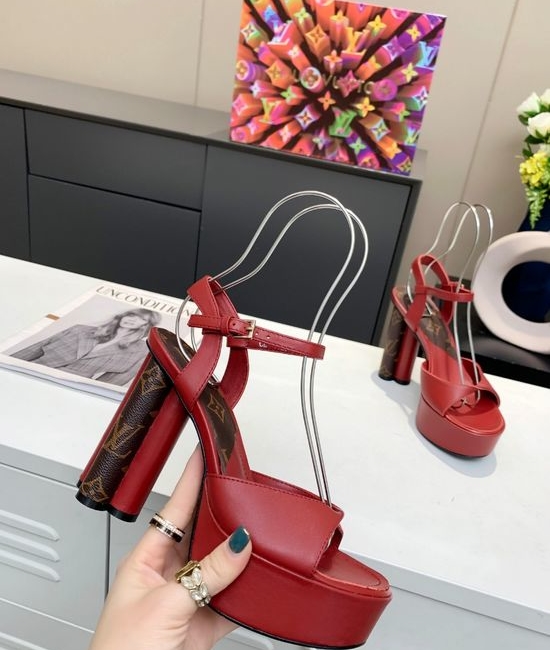 Louis Vuitton LV Elegant Floral High Heels Leather Upper Soft Lining