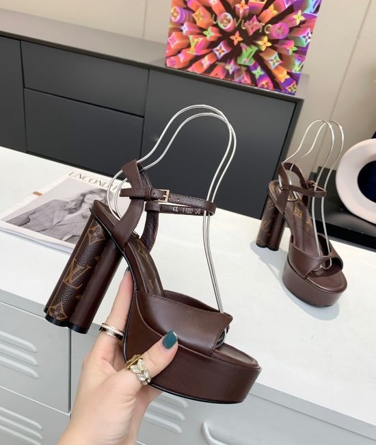 Louis Vuitton LV Elegant Floral High Heels Leather Upper Soft Lining