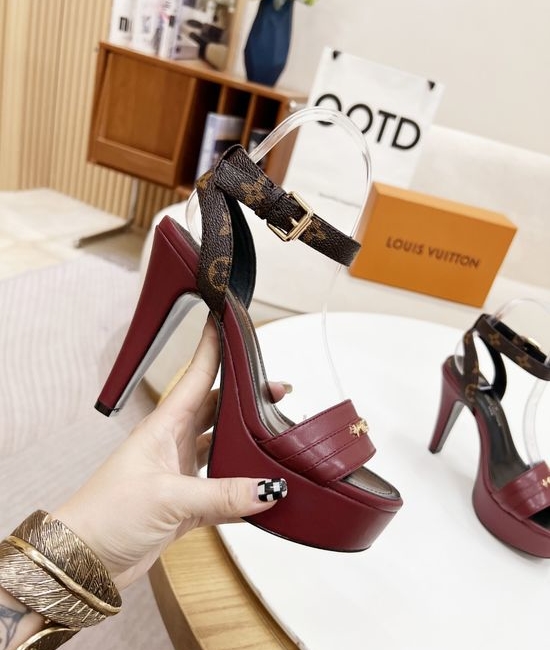 Louis Vuitton LV Stylish Color Block High Platform Leather Heels
