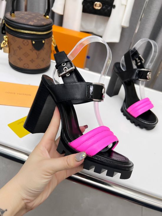 Louis Vuitton Premium High Heel Sandals with Double Leather Sole