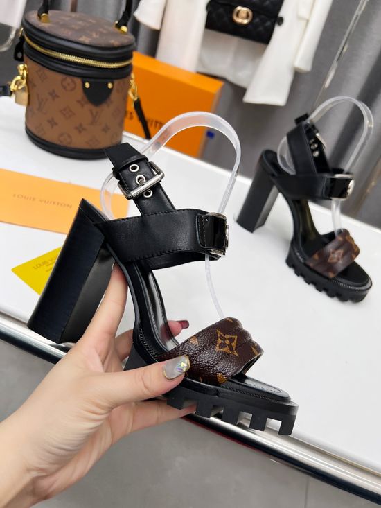 Louis Vuitton Premium High Heel Sandals with Double Leather Sole