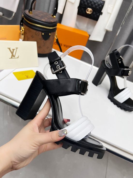 Louis Vuitton Premium High Heel Sandals with Double Leather Sole