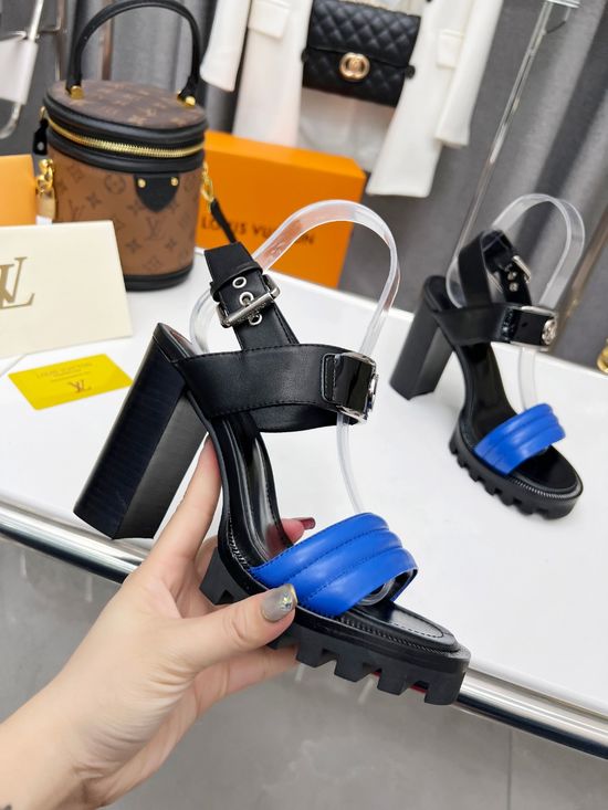 Louis Vuitton Premium High Heel Sandals with Double Leather Sole