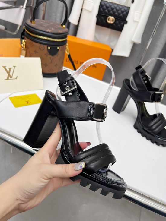 Louis Vuitton Premium High Heel Sandals with Double Leather Sole