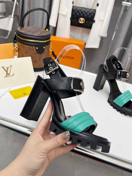 Louis Vuitton Premium High Heel Sandals with Double Leather Sole