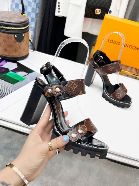 Louis Vuitton Retro High Heel Sandals Double Leather Outsole Quality Craft