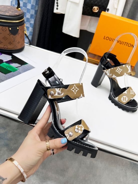 Louis Vuitton Retro High Heel Sandals Double Leather Outsole Quality Craft