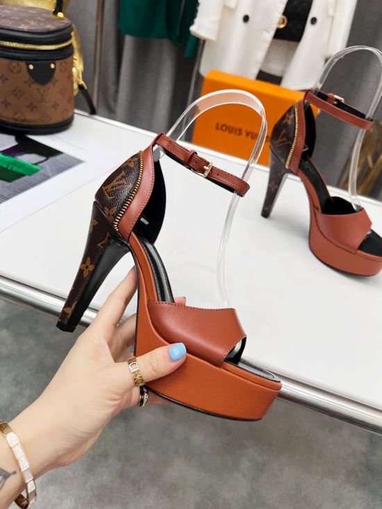 Louis Vuitton Premium Color Block Leather Upper Platform Heels