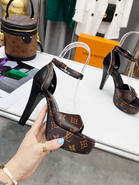 Louis Vuitton Premium Color Block Leather Upper Platform Heels