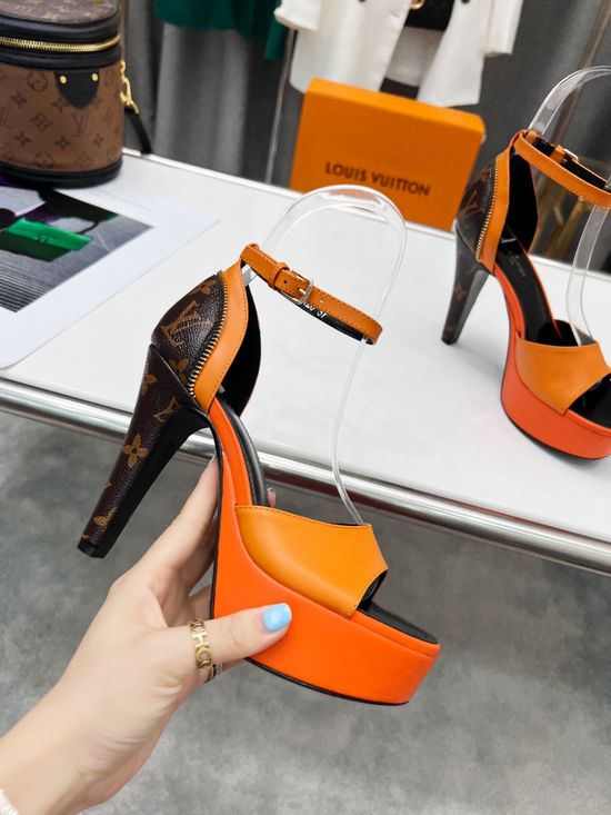 Louis Vuitton Premium Color Block Leather Upper Platform Heels