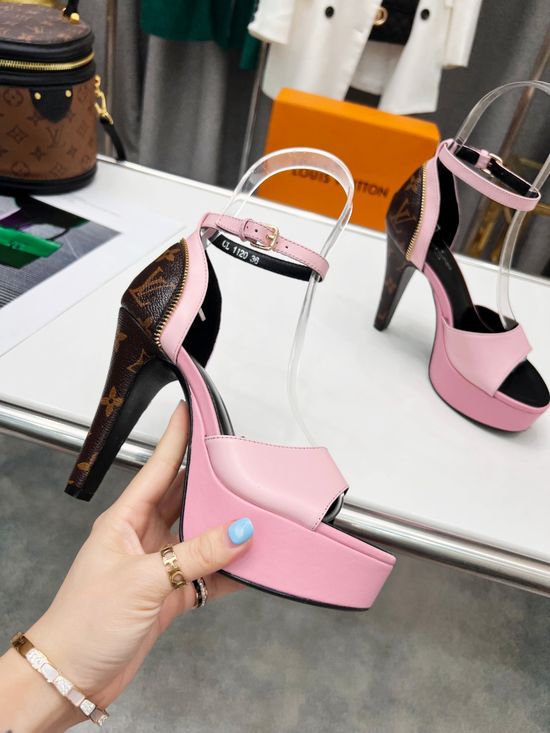 Louis Vuitton Premium Color Block Leather Upper Platform Heels