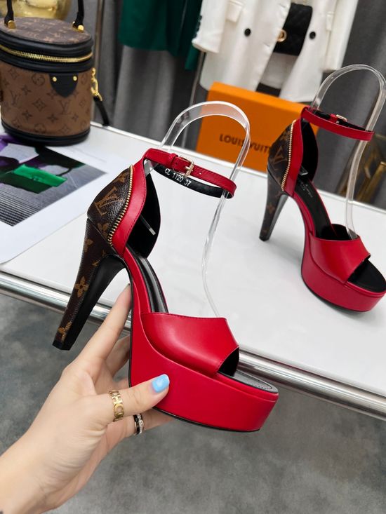 Louis Vuitton Premium Color Block Leather Upper Platform Heels