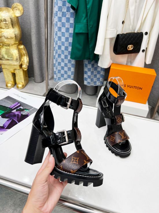 Louis Vuitton Stylish High Heel Sandals Premium Upper Delicate Buckle Design
