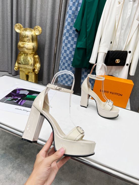 Louis Vuitton Stylish High Heel Sandals with Top Layer Cowhide