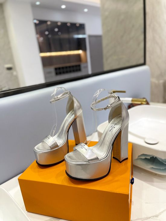 Louis Vuitton Patent Leather Buckle Strap High Heel Sandals