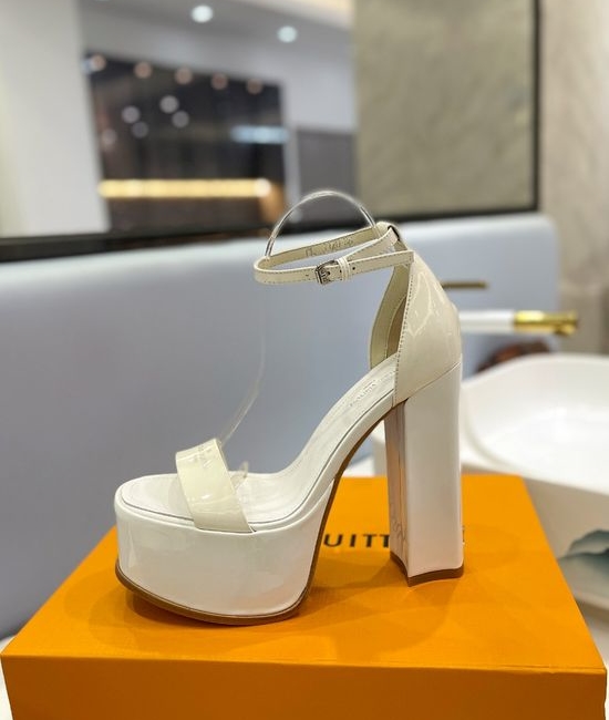 Louis Vuitton LV Classic Buckle High Heel Sandals Patent Leather Upper