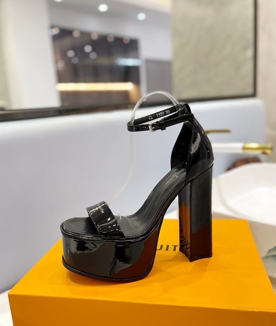 Louis Vuitton LV Classic Buckle High Heel Sandals Patent Leather Upper