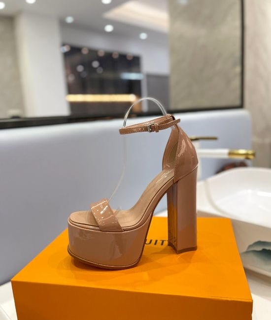 Louis Vuitton LV Classic Buckle High Heel Sandals Patent Leather Upper