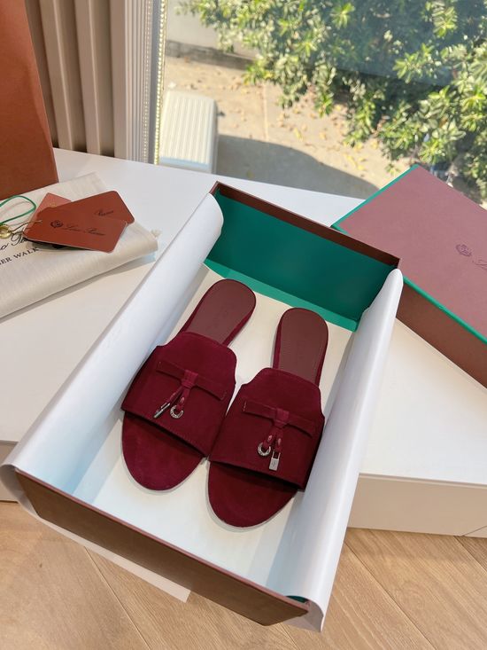 Loro Piana Premium Soft Suede Fringed Comfortable Flat Slippers