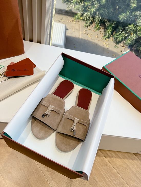 Loro Piana Premium Soft Suede Fringed Comfortable Flat Slippers