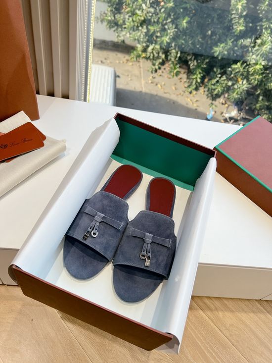Loro Piana Premium Soft Suede Fringed Comfortable Flat Slippers