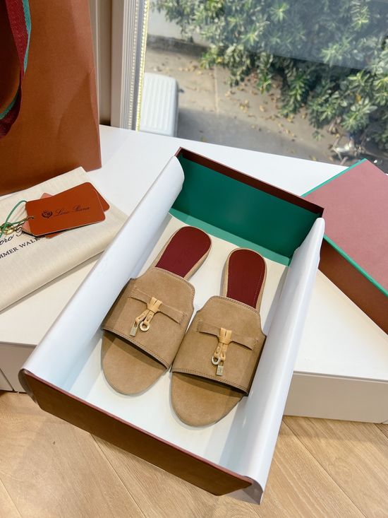 Loro Piana Premium Soft Suede Fringed Comfortable Flat Slippers