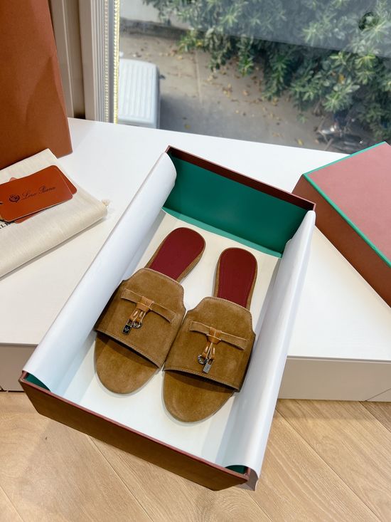 Loro Piana Premium Soft Suede Fringed Comfortable Flat Slippers