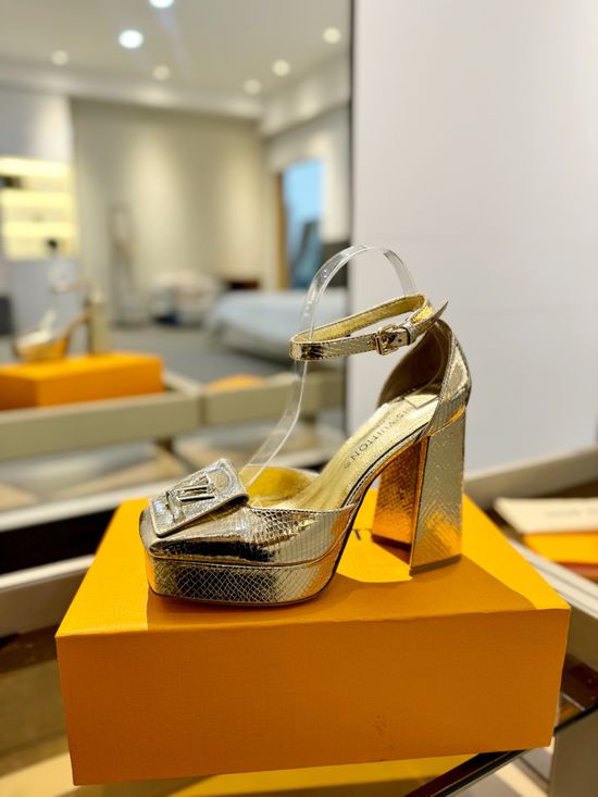 Louis Vuitton Embroidered Pattern Platform High Heel Sandals