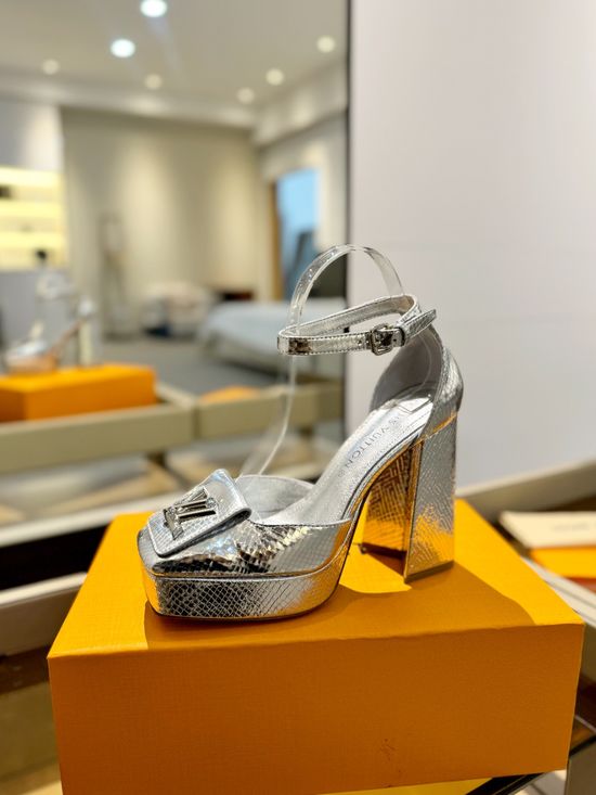 Louis Vuitton Embroidered Pattern Platform High Heel Sandals