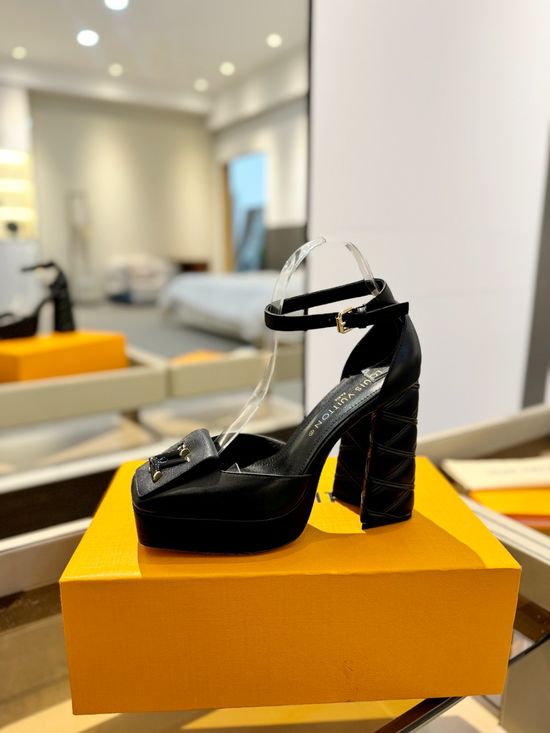 Louis Vuitton Embroidered Pattern Platform High Heel Sandals