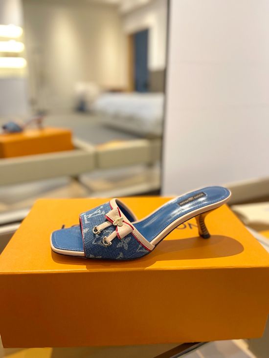 Louis Vuitton Monogram Buckle Decor Low Heel Slides