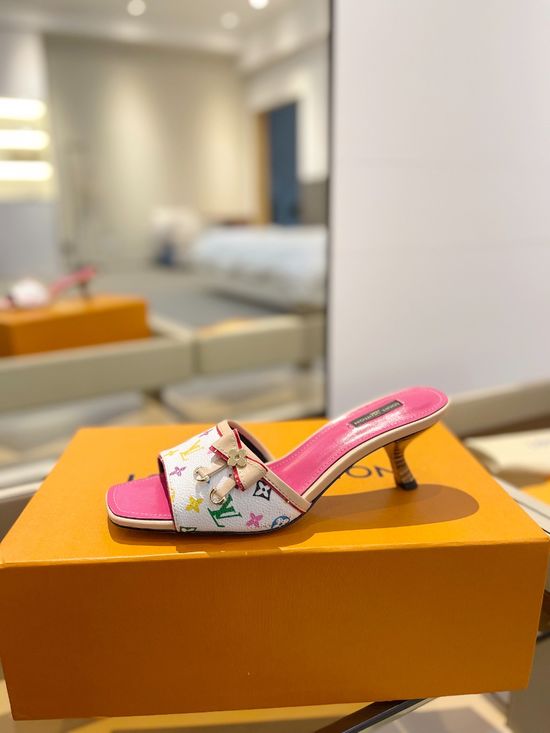 Louis Vuitton Monogram Buckle Decor Low Heel Slides