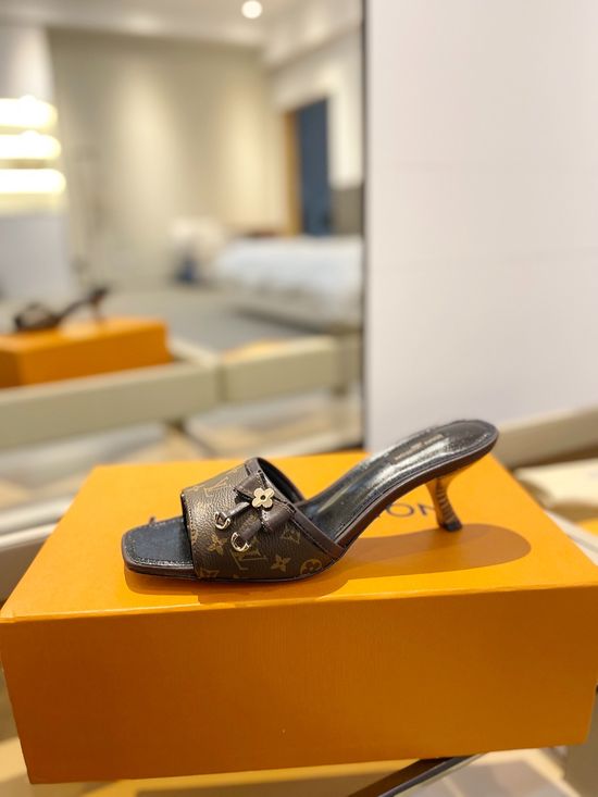 Louis Vuitton Monogram Buckle Decor Low Heel Slides