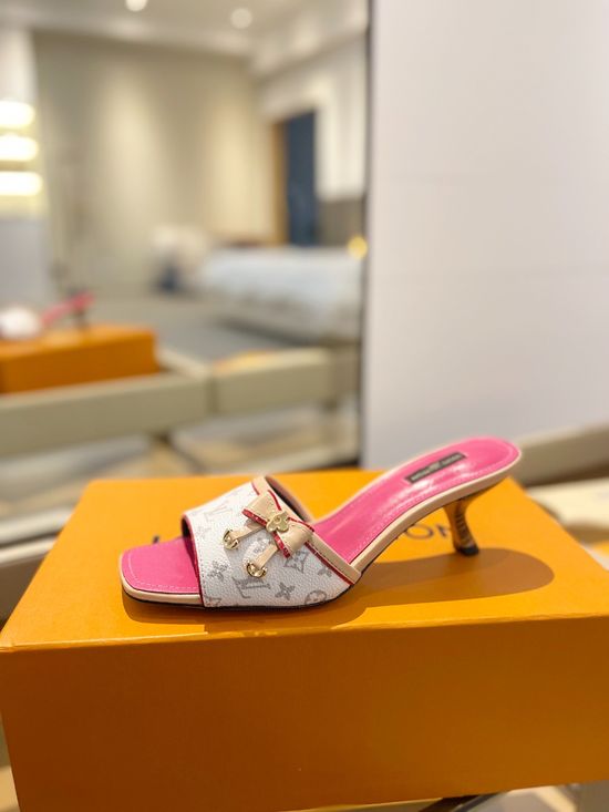 Louis Vuitton Monogram Buckle Decor Low Heel Slides