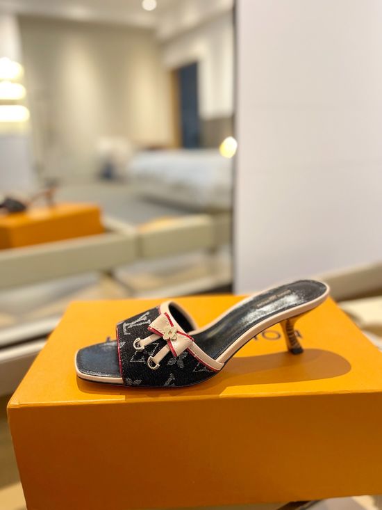 Louis Vuitton Monogram Buckle Decor Low Heel Slides