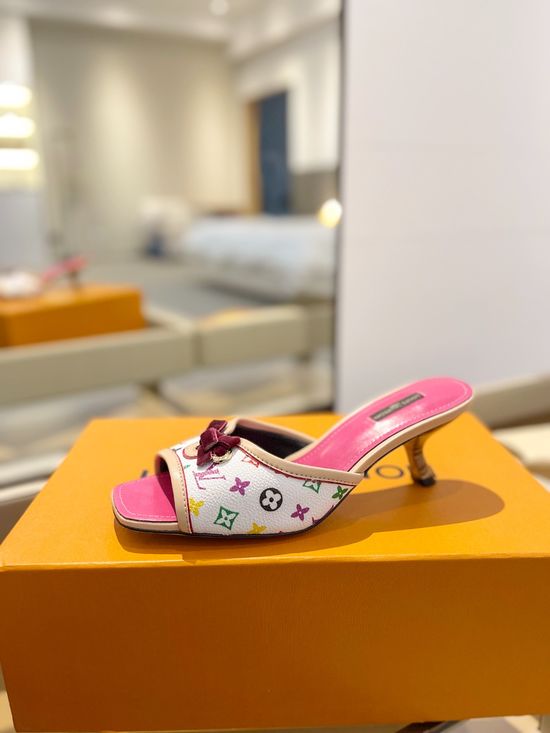 Louis Vuitton Monogram Buckle Decor Low Heel Slides