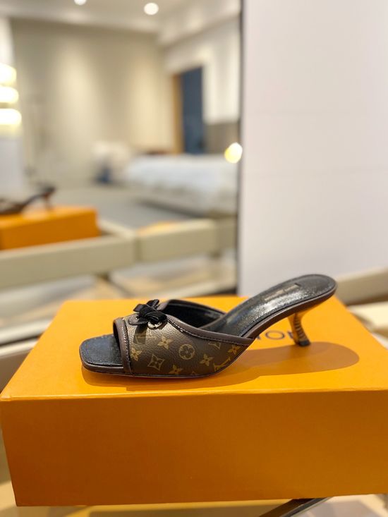 Louis Vuitton Monogram Buckle Decor Low Heel Slides
