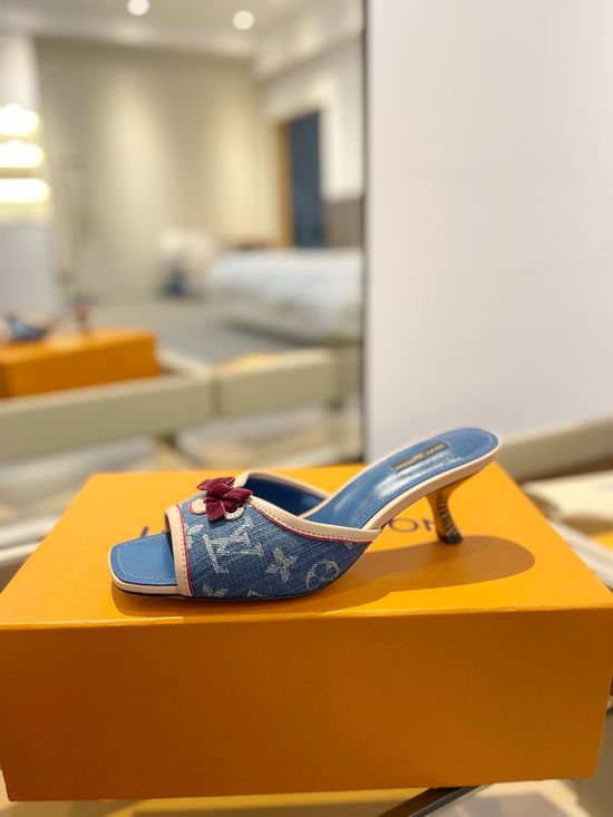 Louis Vuitton Monogram Buckle Decor Low Heel Slides