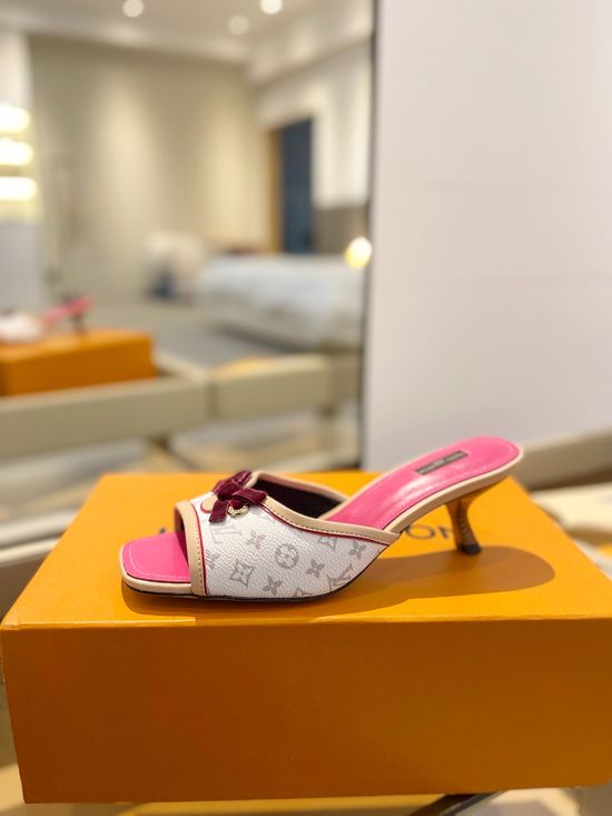 Louis Vuitton Monogram Buckle Decor Low Heel Slides