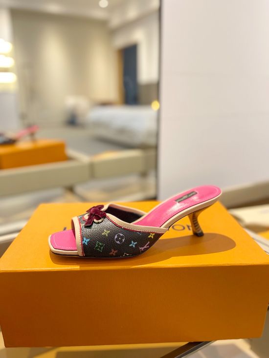 Louis Vuitton Monogram Buckle Decor Low Heel Slides
