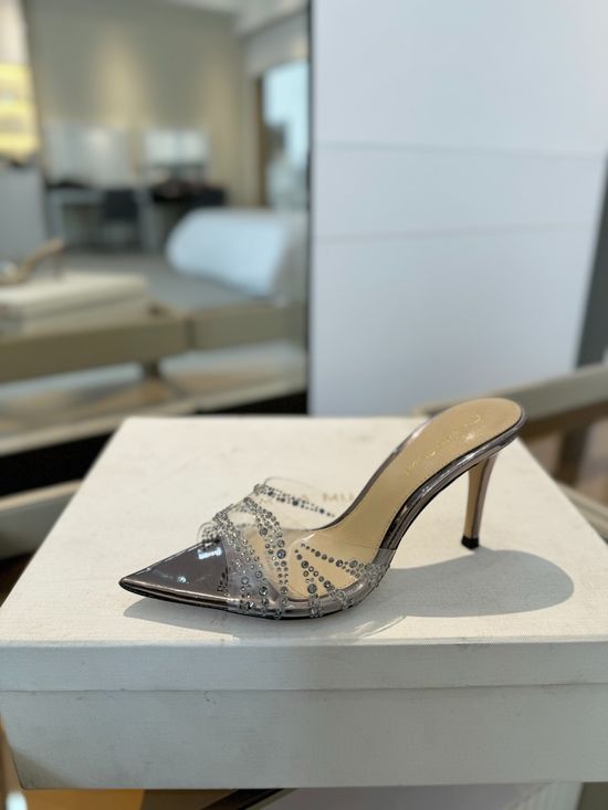 Gianvito Rossi Hotfix Rhinestone Mule Stiletto Sandals Soft Goatskin Lining