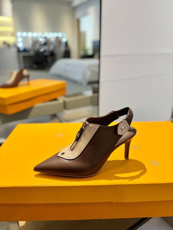 Louis Vuitton Classic Monogram Leather Mid-Heel Dress Shoes