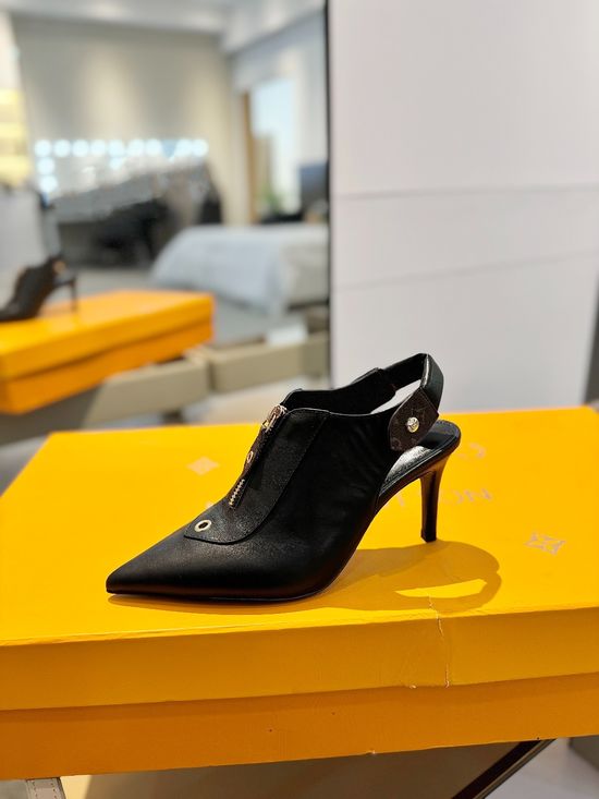 Louis Vuitton Classic Monogram Leather Mid-Heel Dress Shoes