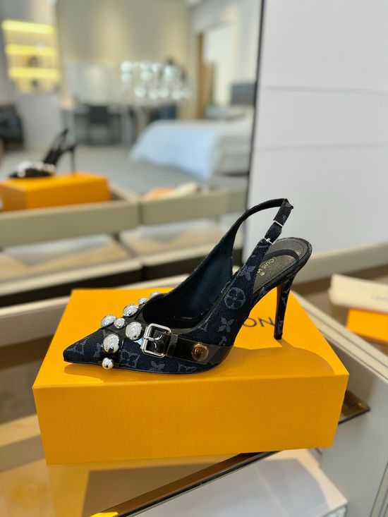 Louis Vuitton Denim Monogram Stiletto Heel Fashion Shoes