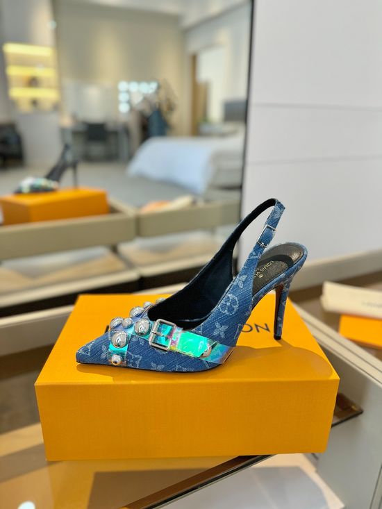 Louis Vuitton Denim Monogram Stiletto Heel Fashion Shoes