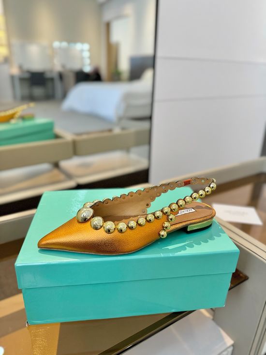 Jimmy Choo Sheepskin Flat Sandals with Studs Leather Sole