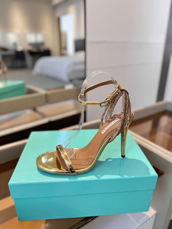 Jimmy Choo Rhinestone Decor Patent Leather Elegant Heeled Sandals