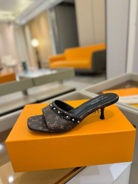 Louis Vuitton Monogram Denim Low Heel Slides Soft Lining