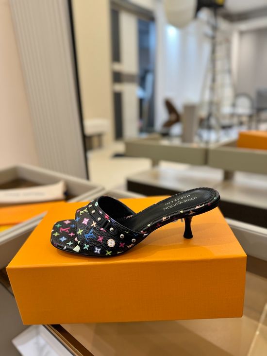 Louis Vuitton Monogram Denim Low Heel Slides Soft Lining