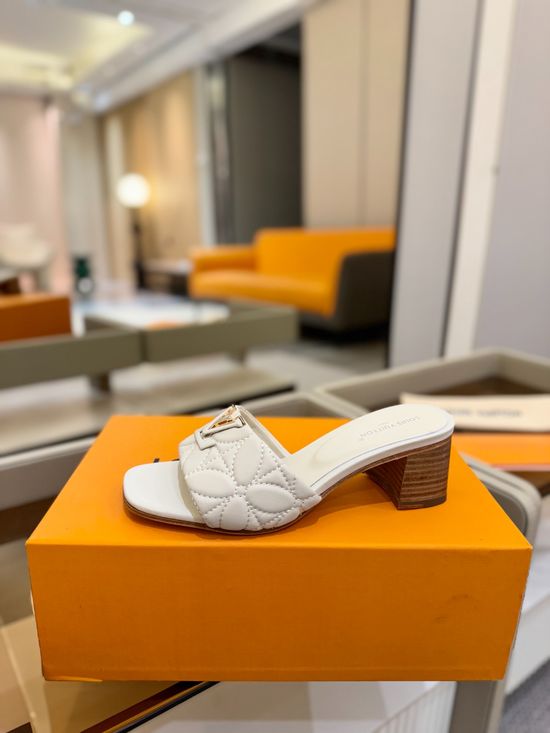 Louis Vuitton Embroidered Leather Slip On Slides with Comfort Sole
